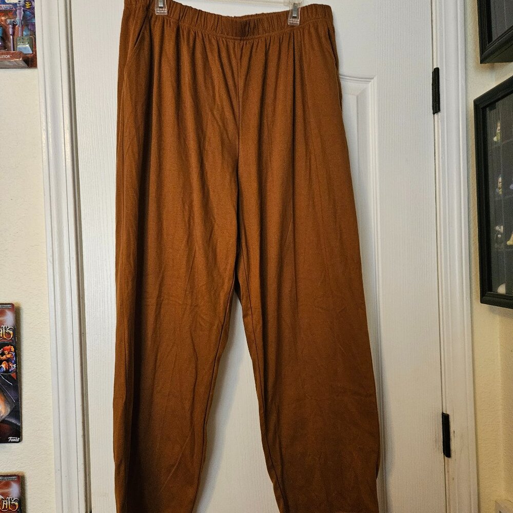 Woman Within Women’s Pants 1X 22/24 Burnt Sienna Pull-On Soft Knit Pants Pockets